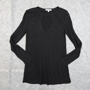 Pure Good Sweater Womens Extra Small Knit‎ Ribbed Keyhole Neckline Tunic Black